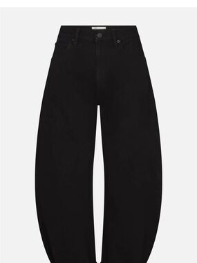 Frame Denim Black High-Waist Barrel-Leg Jeans